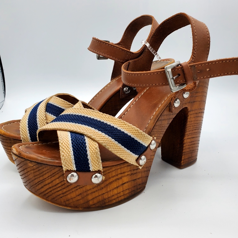 ETRE women clogs size 8 Canva Ribbon with Marine Style